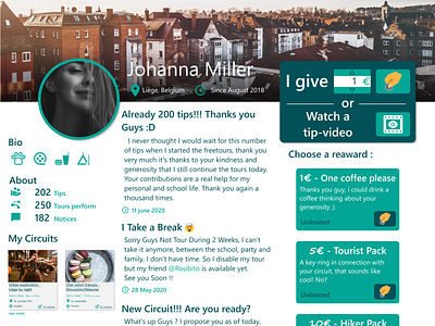 Profile page Touristic guide for tips dailyui page profile tips tourist