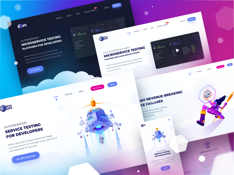 Up9 - Web Site - Landing Section Exploration app design flat gradient illustration mobile semiflat testing ui ux vector web