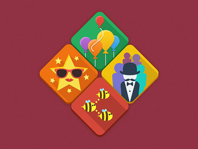 Badges design Vol. 1 badges balloon bee flat gentleman hungrygowhere icon square star ui