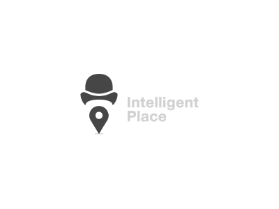 Intelligent Place beard bearded black hat intelligent logo man map pin place