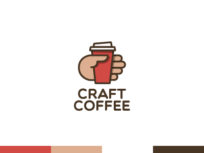 Craft Coffee coffee craft cup finger flat hand logo logotype paper red shadow