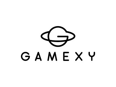 Gamexy develop flat g galaxy game jupiter logo planet round space star stroke