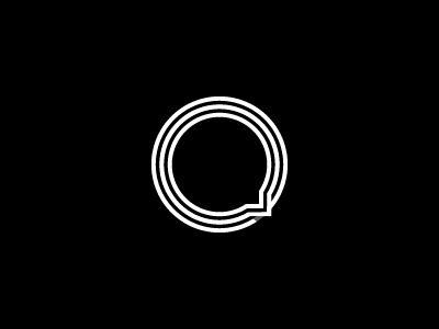 Querist app black club dialog flat logo message q round speaking stroke white