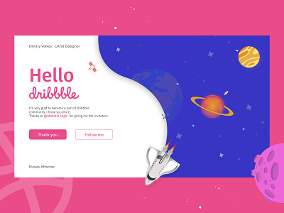 Hello dribbble ! design figma firstshot flat galaxy invite planets space vector web welcome shot
