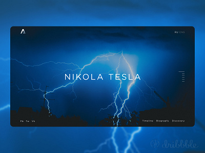 Concept site Nikola Tesla. blue concept design electric figma homework interface menubar product project promo technology tesla timeline ui