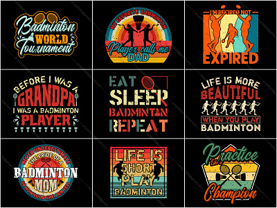 Badminton t-shirt design bundle