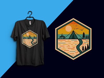 Retro sunset t-shirt design vector illustration