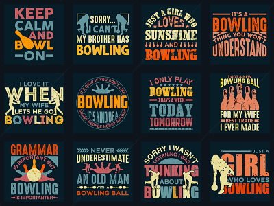 Bowling t-shirt design bundle