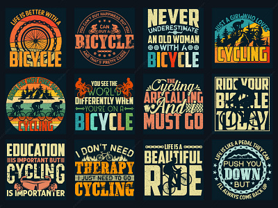 Cycling t-shirt design bundle