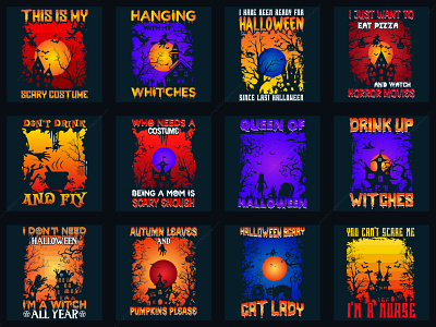 Halloween t-shirt design bundle