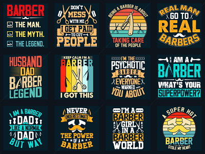 Barber t-shirt design bundle barber costume barber man barber shirt barber shop barber t shirt design barber typography branding design graphic design retro t shirt t shirt t shirt design t shirt design bundle t shirt designer typography vector vintage design