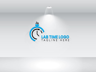lab time logo design art branding clock logo flat freehand icon lab coat lab logo laboratory logo minimal typography