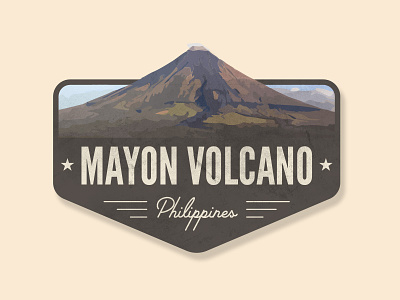 Mayon Volcano Badge asia badge flat horizon line logo mountain patch retro sticker travel vintage