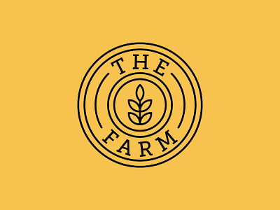 The Farm badge circle clean farm identity letters line logo minimal stroke wheat yellow