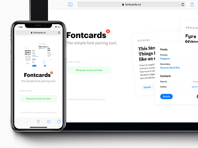 Fontcards – Early Product Page apple beta cards font fontcards grid landing layout page product readymag web