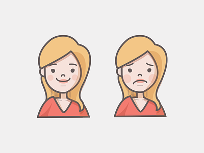 Happy Sad Girl Icon character design girl happy illustration sad vector