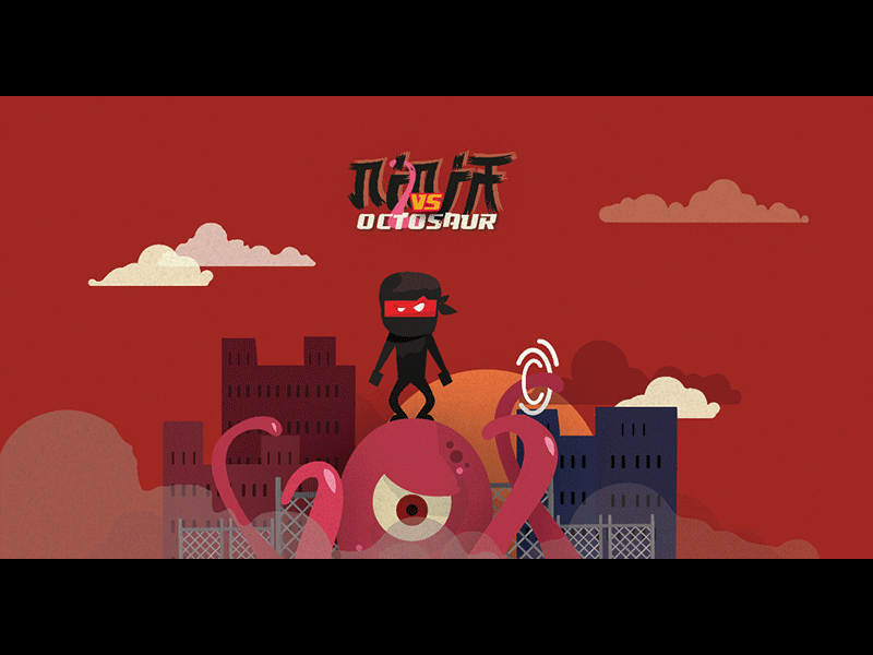 Ninja vs Octo animation city gif illustration ninja oldschool vector