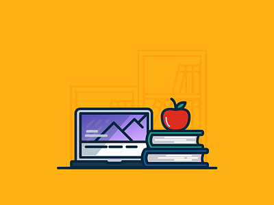 Ebook apple class ebook education fruit icon interface stylized