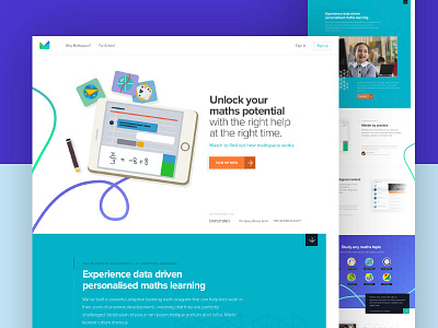 Mathspace Website blue duotone homepage ui vector website