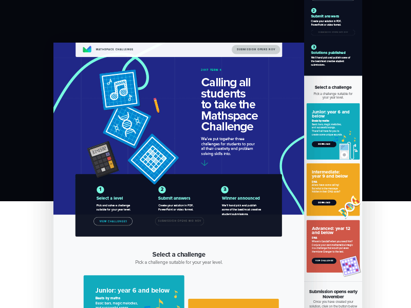 Mathspace Challenge website bold flat illustration maths ui vector web website