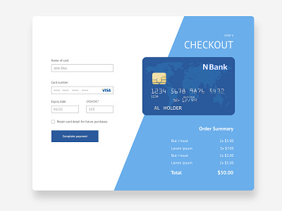 Credit card checkout form