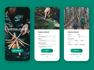 Registration page for a survival course #DailyUI 001 animation app branding concept dayliui design flat icon illustration logo minimal mobile app mobile ui typography ui ux vector web webdesign website