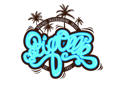 Big Ollie artwork blue brown deck digital art draw illustration logo logotype original palm palms skate skateboard surf tricks vecto vector waves wheels