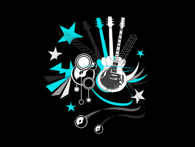 Graphic Guitar Sounds artwork crowd draw festival flyer guitar illustration instrumental live music industry players poster rythm signal sonor sound sounds speakers stars vibration