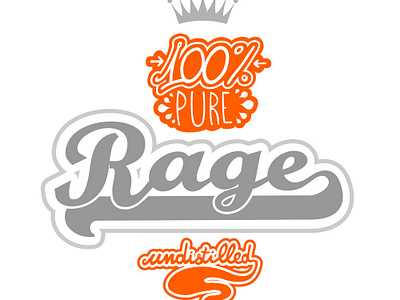 100% Pure Rage Undistilled 100 alcohol artwork bottle brand branding digital art grey hand lettering illustration juice letterings logo orange pure rage type typo typography undistilled