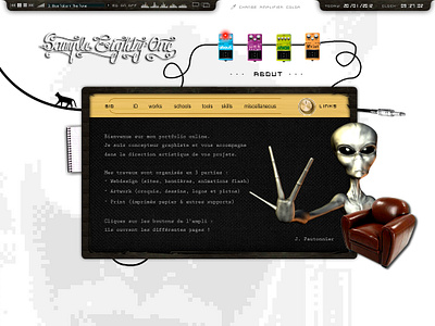 Flash Website Portfolio #02 actionscript alien amplifier animation armchair artwork backline book cat digital design full flash guitar knobs loader menu motion design music portfolio web design website