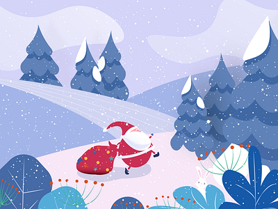 Christmas art blue christmas christmas tree clouds design flowers gifts graphic design illustration illustrator merry christmas rabbit red santa santa claus snow snowflake snowman xmas