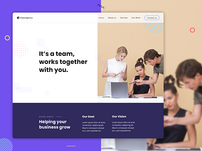 Digital agency website design – About page hero