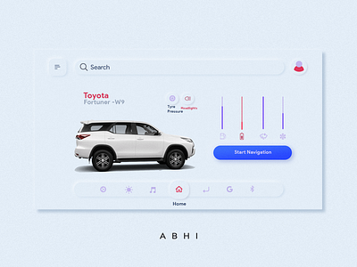 Infotainment system neumorphic ui (light)