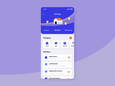 Daily UI challenge 007 ▷ Settings app appdesign daily007 dailyui dailyui007 dailyuichallenge design flat inspiration interface map photoshop ui uidesign ux vector web webdesign xd