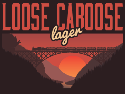 Loose Caboose - Depot Street Brewery beer brew lager landscape packaging six pack carrier train vector