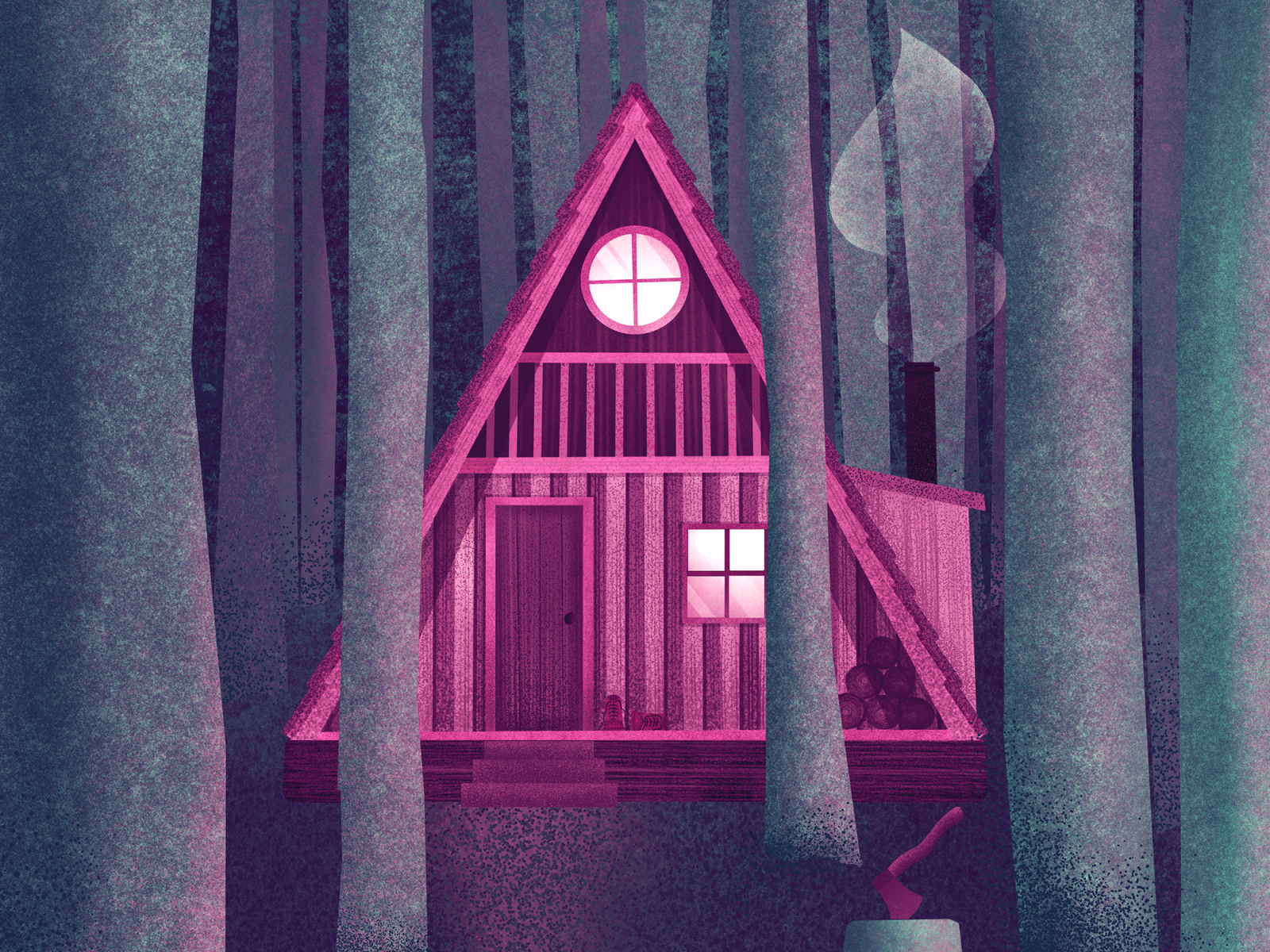 a-little-cabin-in-the-woods-by-emily-robson-on-dribbble