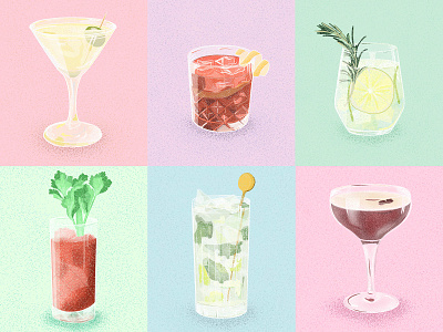 Cocktail Illustrations alcohol alcohol branding alcoholic cocktails design digital art digital illustration digital painting digitalart illustration procreate procreate art