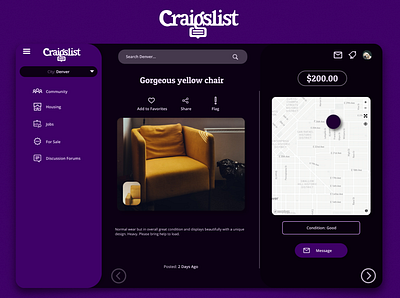 Craigslist Dark Theme & Logo // Redesign Concept branding design logo ui web wordmark logo