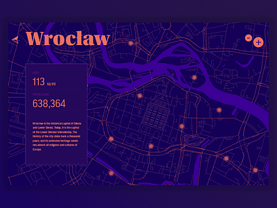 Map design for my city city dark illustration map typography ui webdesign wroclaw