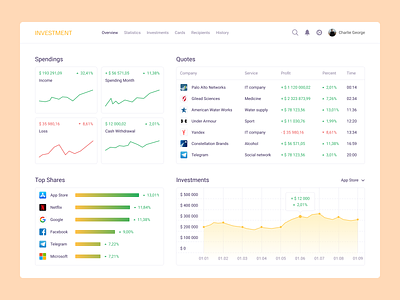 Investment service design desktop dribbble interface popular quotes search statistics top ui ux uxui