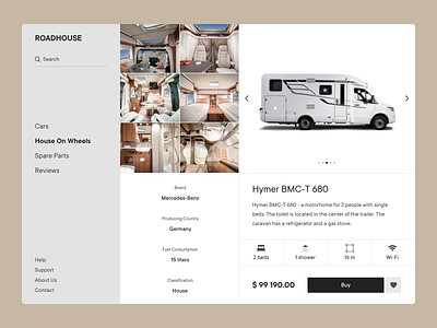 House on wheels bus car design desktop home interface marketplace popular road trip sale search top ui ux uxui