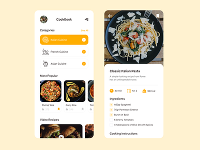 Recipe App design food interface kitchen mobile mobile app popular recipe recipe book top ui ux uxui