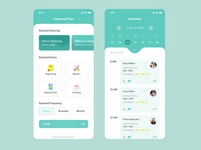 Cleaning Service app calendar clean cleaning colour concept design home interface mobile office popular top ui ux uxui