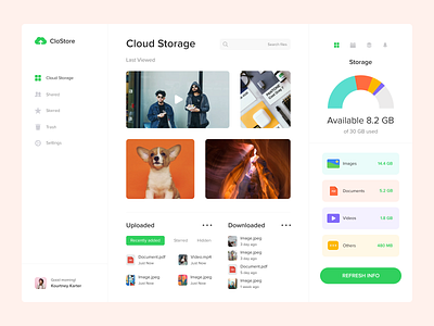 Cloud Storage cloud concept design desktop documents download images interface music popular storage top ui ux video