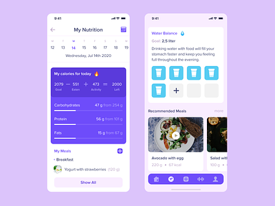 Diet Diary app calorie design diary diet dribbble food interface mobile nutrition popular top uxui