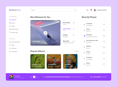 Music App app artist design desktop dribbble interface music player popular song top ui ux
