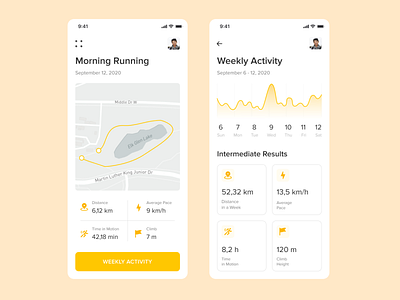 Running Tracker App activity app design graphic interface map mobile popular run time top ui ux