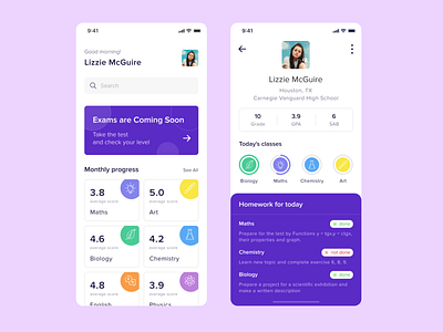 School App app design education interface lessons mobile popular school smart study top uxui
