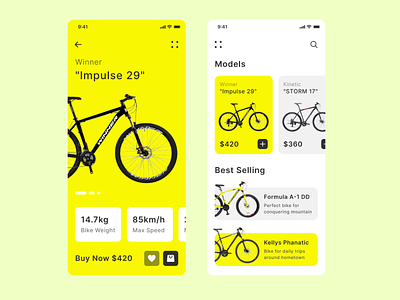 Bicycle Store app bicycle bike cycle design interface mobile model popular sale store top uxui wheels