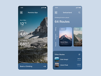Active Leisure activity app climbing design hiking interface leisure mobile mountain popular top tourism uxui